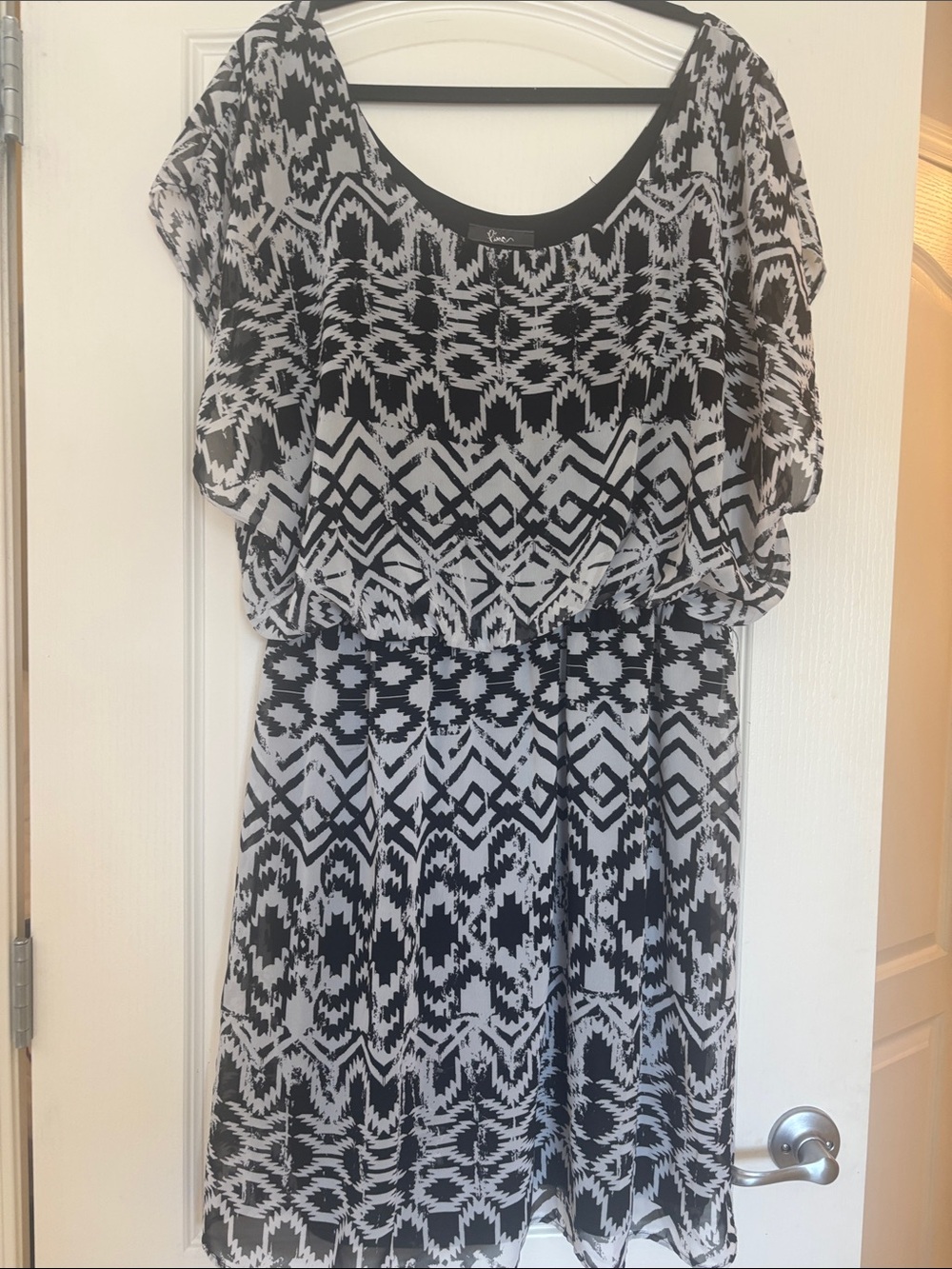 Black & White Printed Blouson Tank Dress by Pina